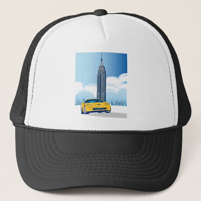 ELEGANT VETTE AUTOMOBILE ART TRUCKER HAT (Front)