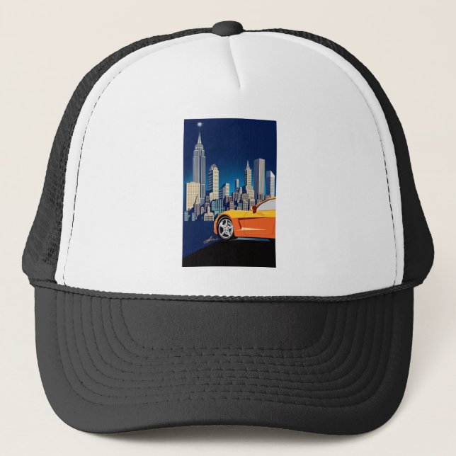 ELEGANT VETTE AUTOMOBILE ART TRUCKER HAT (Front)