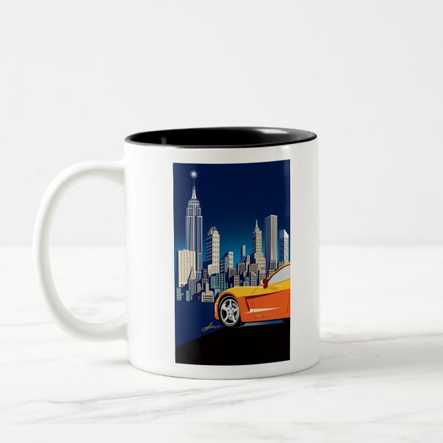 ELEGANT VETTE AUTOMOBILE ART Two-Tone COFFEE MUG (Left)