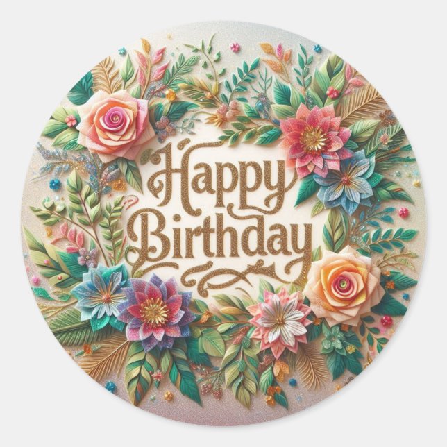 Elegant vibes floral Birthday sticker (Front)