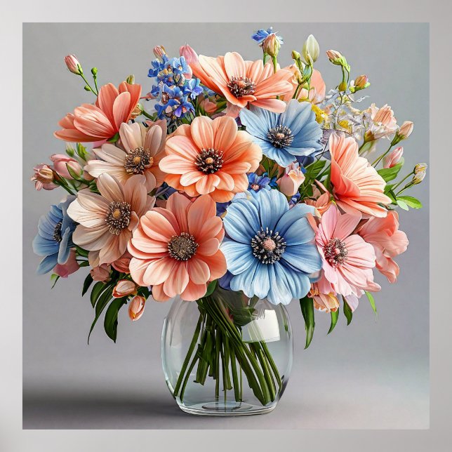 Elegant Vibrant Bouquet Poster (Front)