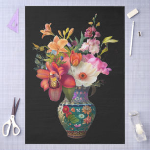 Elegant Vibrant Colorful Floral Decoupage Tissue Paper