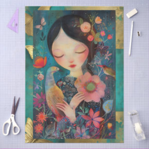 Elegant Vibrant Colourful Floral Decoupage Collage Tissue Paper