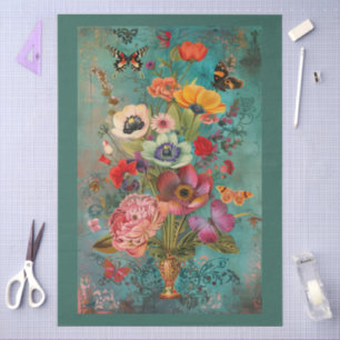 Elegant Vibrant Colourful Floral Decoupage Tissue Paper