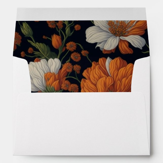 Elegant vibrant orange white blooms  envelope (Back (Bottom))