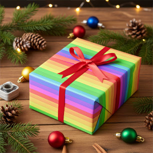 Elegant Vibrant Rainbow Stripes Wrapping Paper