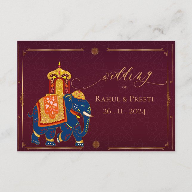 Elegant Vibrant Red Gold Mandala Indian Wedding  Enclosure Card (Front)