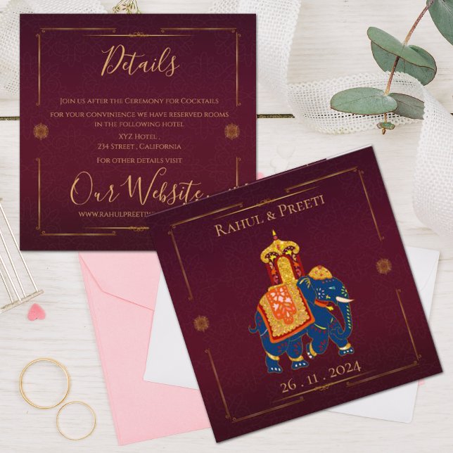 Elegant Vibrant Red Gold Mandala Indian Wedding  Enclosure Card (Elegant Vibrant Red Gold Mandala Indian Wedding Enclosure Card)