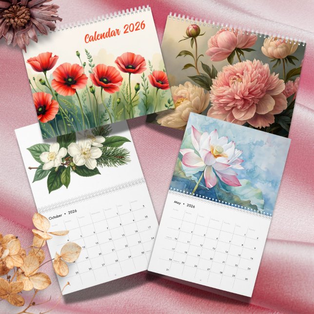 Elegant Vibrant  Watercolor Botanical 2026 Calendar (Creator Uploaded)
