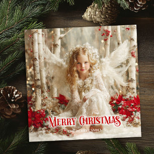 Elegant Victorian angel red and gold classic card