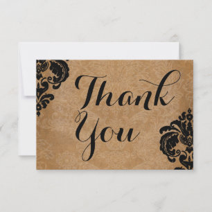 Elegant Victorian Black Damask  RSVP Card