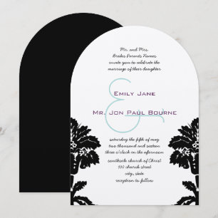 Elegant Victorian Black Damask Wedding Invitation