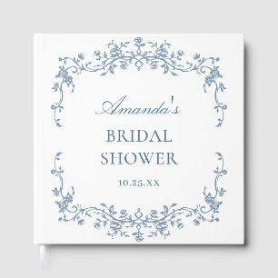 Elegant Victorian Blue Floral Bridal Shower Guest Book