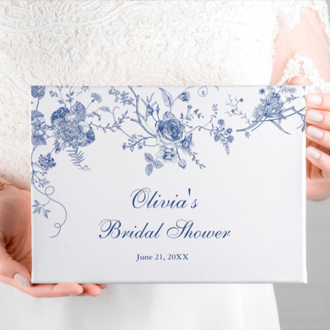 Elegant Victorian Blue Floral Bridal Shower Guest Book (Creator Uploaded)