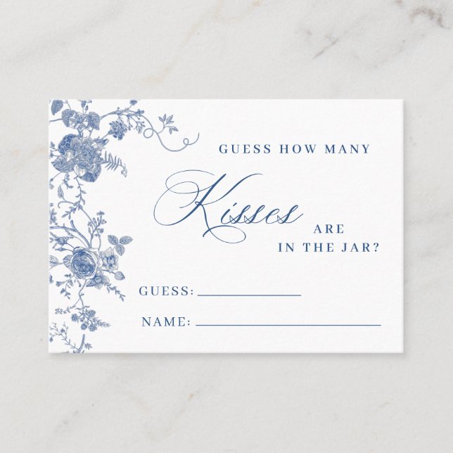 Elegant Victorian Blue Floral How Many Game Card (Front)