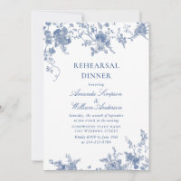 Elegant Victorian Blue Floral Rehearsal Dinner