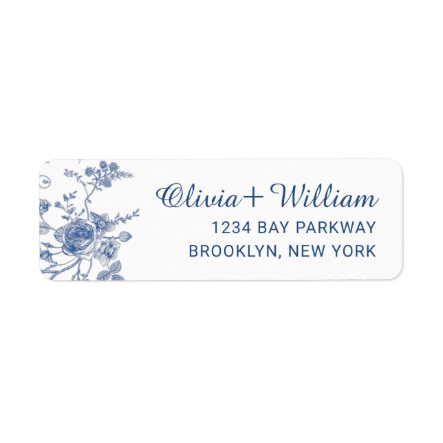 Elegant Victorian Blue Floral Return Address (Front)