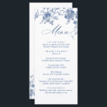 Elegant Victorian Blue Floral Wedding Dinner Menu<br><div class="desc">For further customisation,  please click the "customise further" link and use our design tool to modify this template.</div>