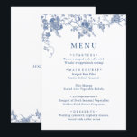 Elegant Victorian Blue Floral Wedding Dinner Menu<br><div class="desc">For further customisation,  please click the "customise further" link and use our design tool to modify this template.</div>
