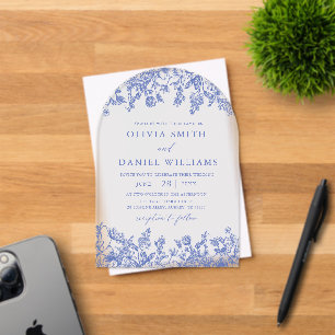 Elegant Victorian Blue Floral Wildflower Wedding Acrylic Invitations