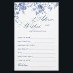 Elegant Victorian Blue Floral Wishes & Advice Card<br><div class="desc">Personalise with the bride to be's name and date of shower. 
For further customisation,  please click the "customise further" link. If you need help,  contact me please.</div>