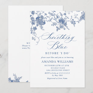 Elegant Victorian Blue French Floral BRIDAL SHOWER Invitation
