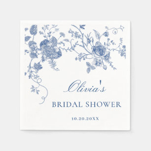 Elegant Victorian Blue French Floral Bridal Shower Napkin