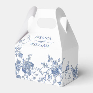 Elegant Victorian Blue French Floral Wedding Favour Box