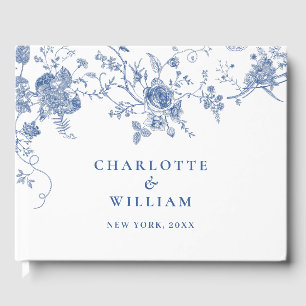 Elegant Victorian Blue French Floral Wedding Guest Book