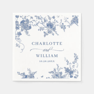 Elegant Victorian Blue French Floral Wedding Napkin