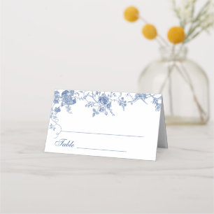 Elegant Victorian Blue French Floral Wedding Place Card