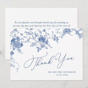 Elegant Victorian Blue French Floral Wedding Thank You Card