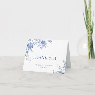 Elegant Victorian Blue French Floral Wedding Thank You Card