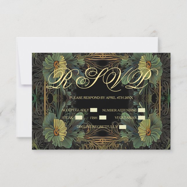 Elegant victorian botanical RSVP card (Front)