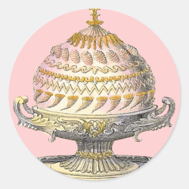 Elegant Victorian Cake Baker's Cornucopia Gateau Classic Round Sticker (Front)