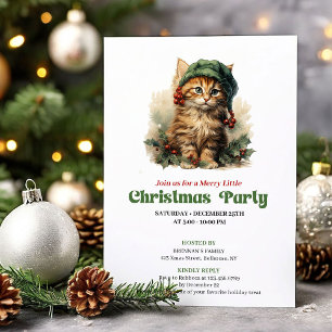 Elegant Victorian Christmas cat party invitation
