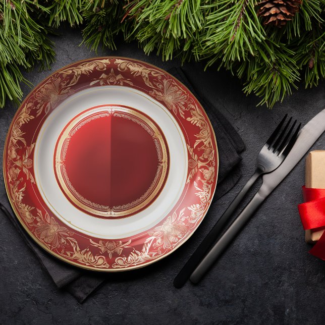 Elegant Victorian Christmas Dinner Paper Plate (Creator Uploaded)