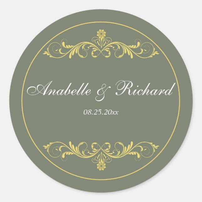 Elegant Victorian Classic Round Sticker (Front)