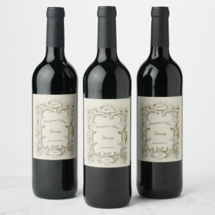 Elegant Victorian Era 1845 Cartouche Wine Label