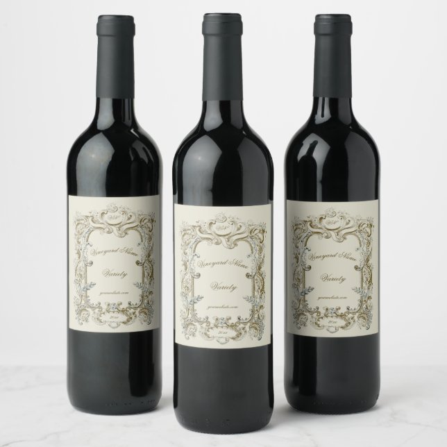 Elegant Victorian Era 1845 Cartouche Wine Label (Bottles)