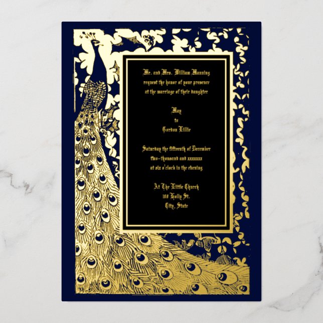 Elegant Victorian Era Art Nouveau Peacock Wedding (Front)