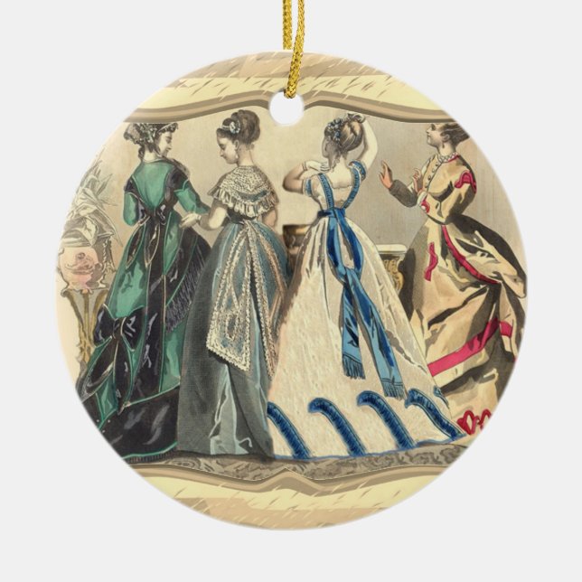 Elegant Victorian Fashions Ceramic Tree Decoration (Front)