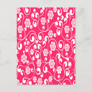 Elegant Victorian Floral Design Magenta Holiday Postcard