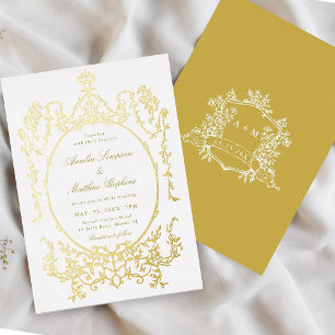 Elegant Victorian Floral Frame Wedding Gold