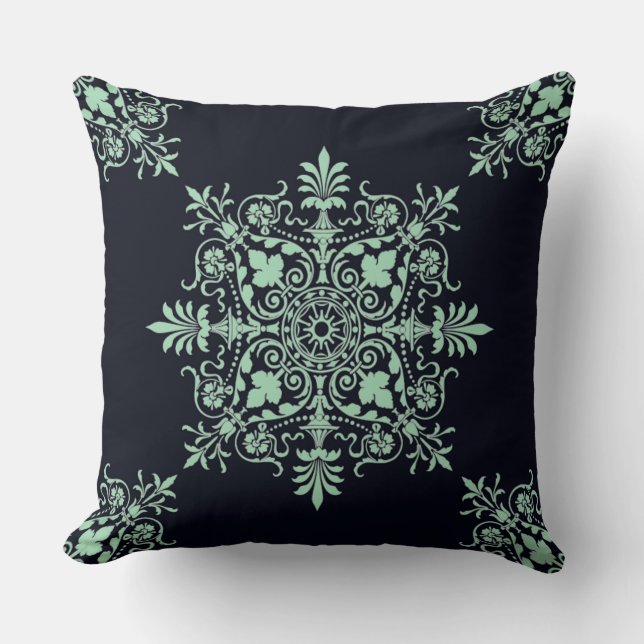 Elegant Victorian Floral Swirl Pattern Cushion (Front)
