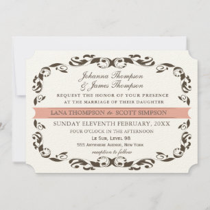 Elegant Victorian Flourish Filligree White Wedding Invitation