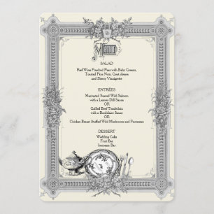 Elegant, Victorian Frame, Vintage Wedding Menu