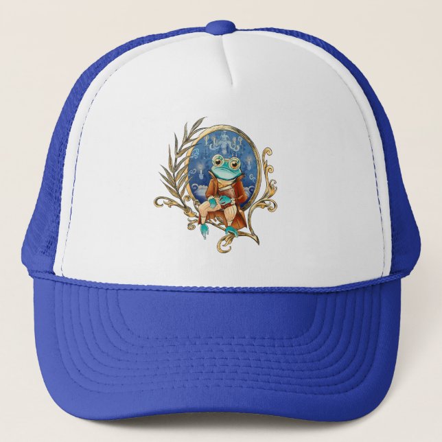 Elegant Victorian Frog Trucker Hat (Front)