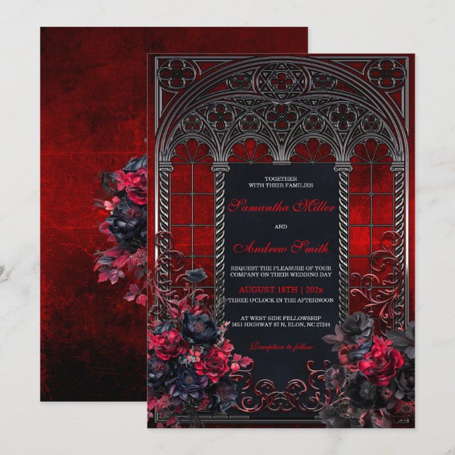 Elegant Victorian Gothic Wedding Invitations (Front/Back)