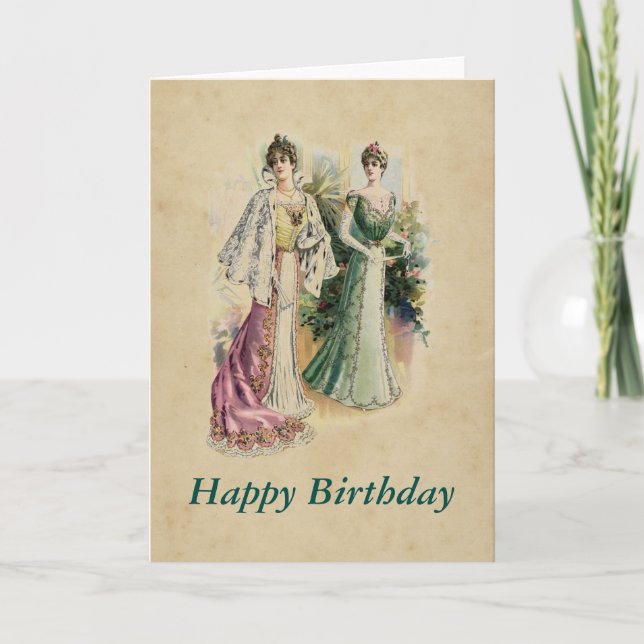 Elegant Victorian Ladies Birthday Greeting Card (Front)